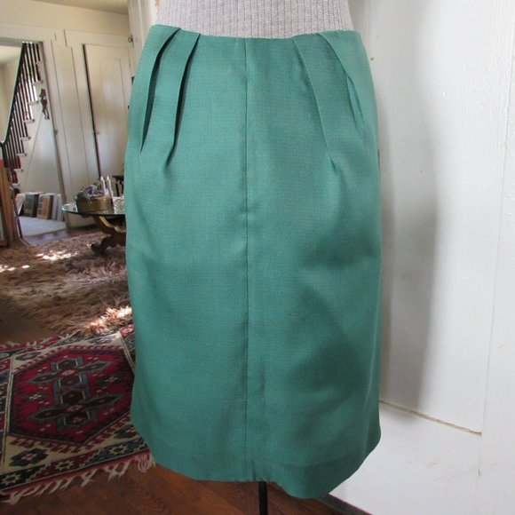 MARNI Solid Green Silk Pencil Skirt - Picture 1 of 8